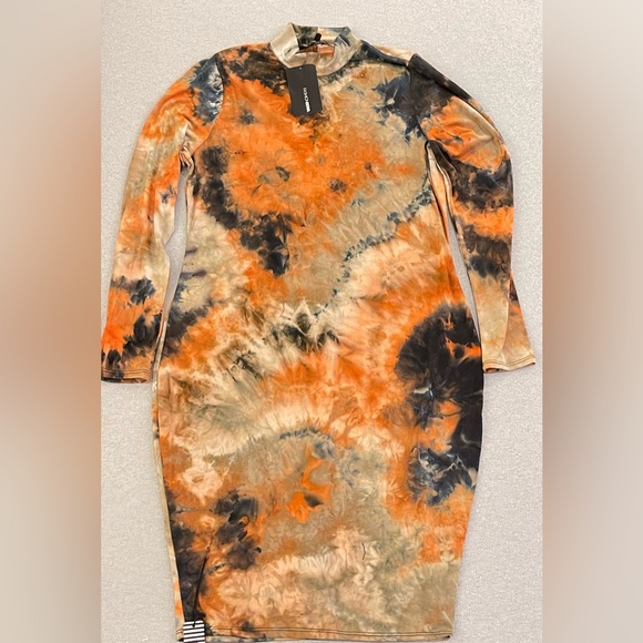 Fashion Nova Dresses & Skirts - Fashion Nova Tie Dye Mini Dress Long Sleeve Bodycon Dress Plus‎ Size 1X